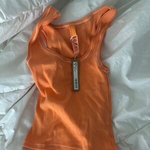 SKIMS Orange Fitted Ribbed Tank Top